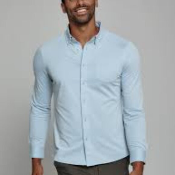 7 Diamonds Shirt Mens XXL Blue 4-Way Stretch Oxford L/S Button Up - Picture 1 of 7